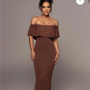 JLUXLABEL Ruffle Maxi Dress - Brown (Estelle Maxi)